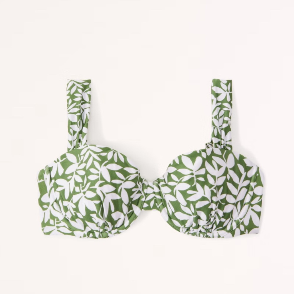 Abercrombie Green Floral Bikini Top Curve Love